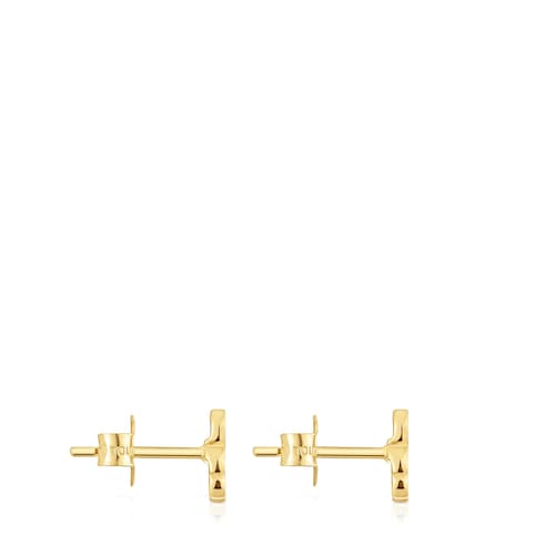 14kt gold Bear earrings with mother-of-pearl XXS