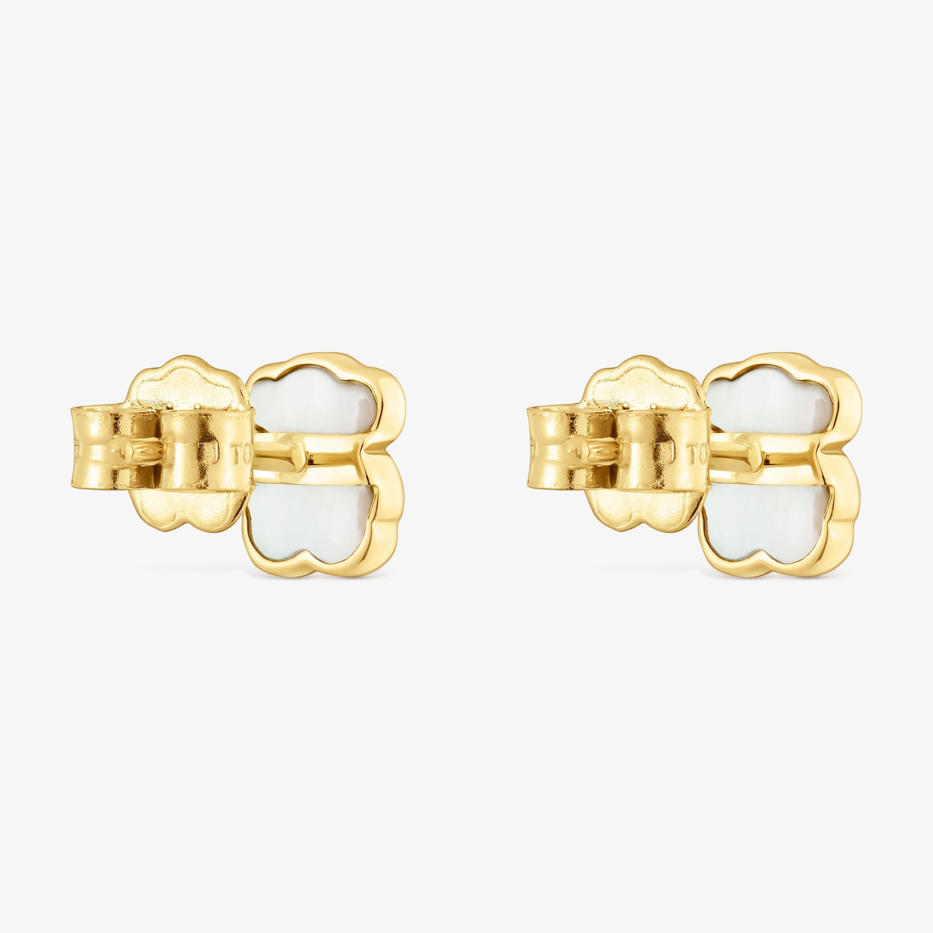 14K solid gold Bear earrings with mother-of-pearl XXS