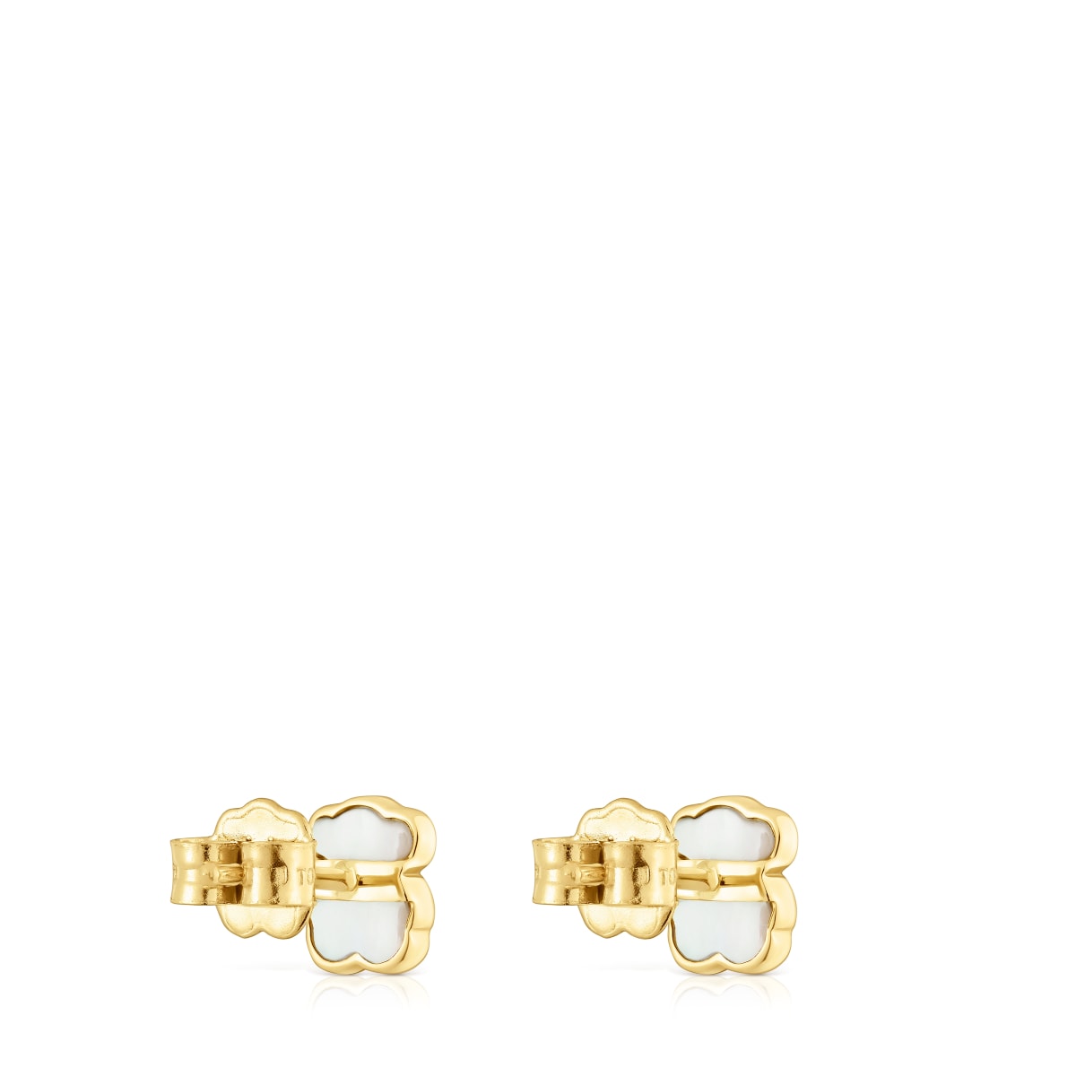 14kt gold Bear earrings with mother-of-pearl XXS