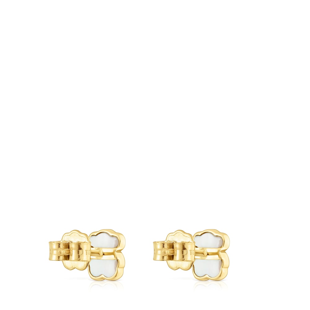 14kt gold Bear earrings with mother-of-pearl XXS 14kt gold Bear earrings with mother-of-pearl XXS