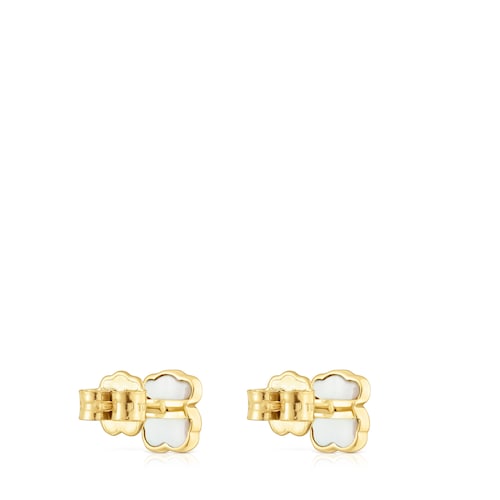 14kt gold Bear earrings with mother-of-pearl XXS