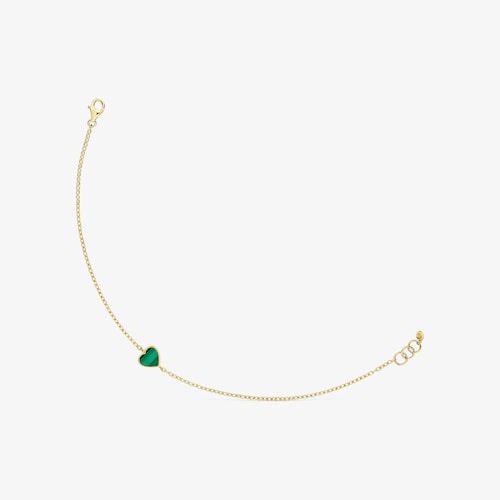 Pulsera cadena de oro 14 kt y malaquita XXS