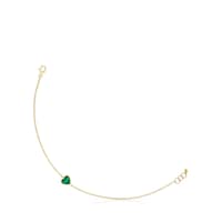 14kt gold Chain bracelet with malachite XXS