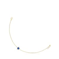 14kt gold Chain bracelet with lapis lazuli XXS