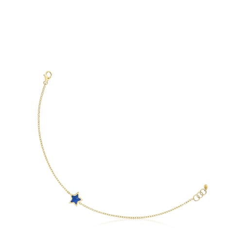 14kt gold Chain bracelet with lapis lazuli XXS