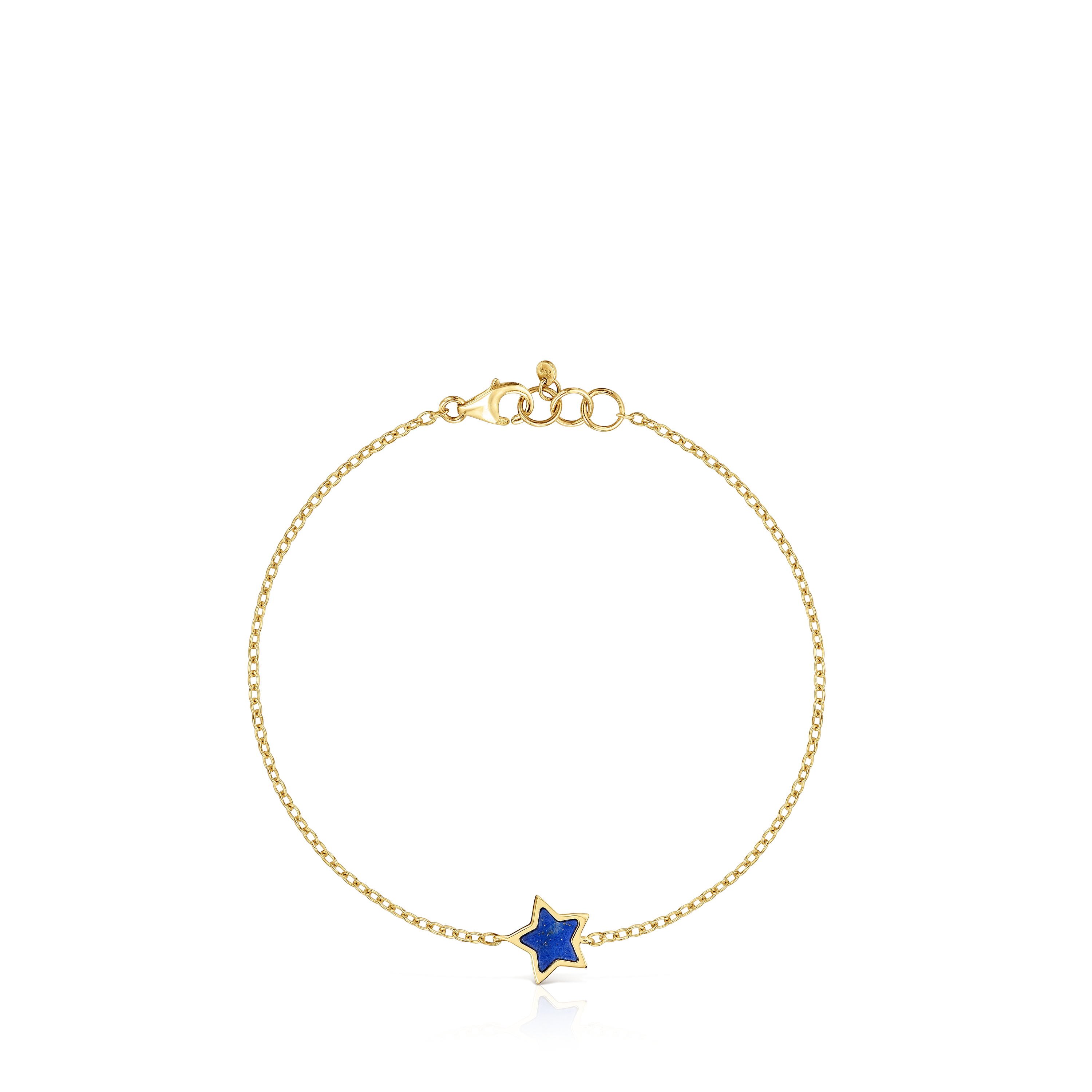 14kt gold Chain bracelet with lapis lazuli XXS