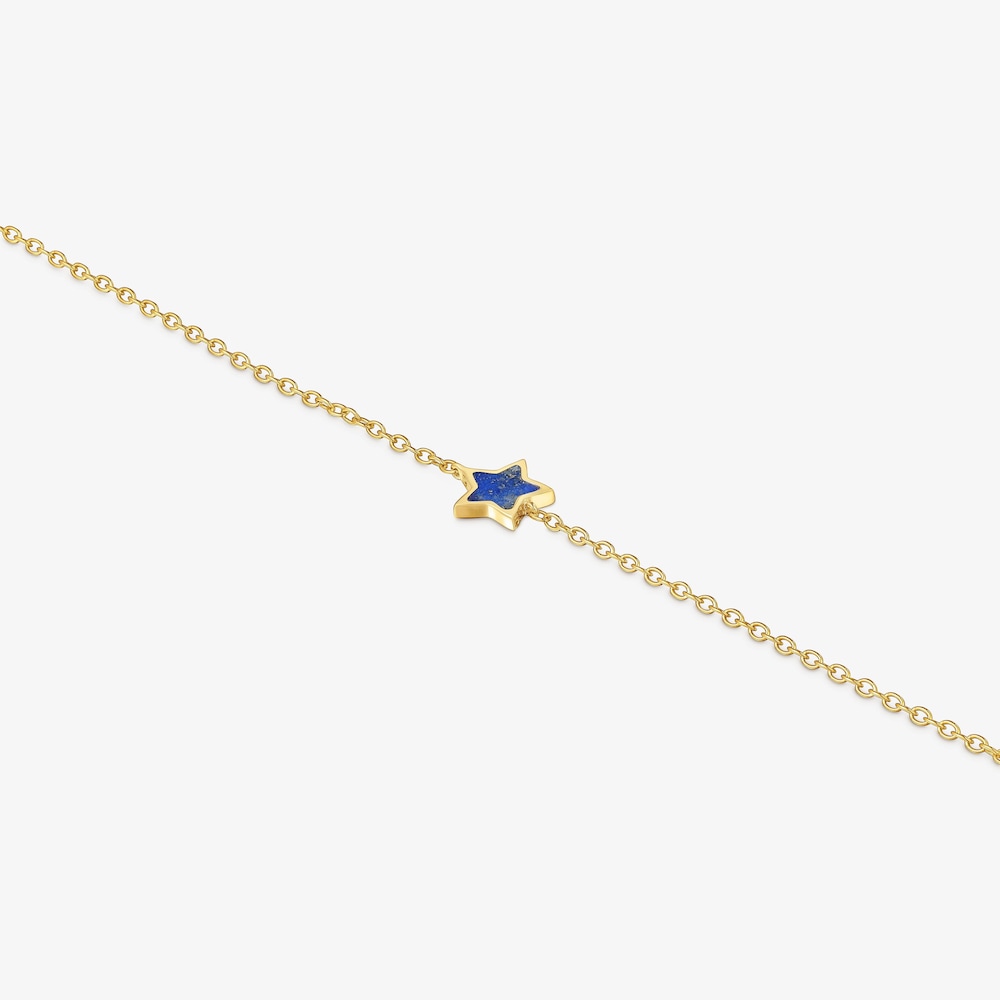 Bransoletka łańcuszkowa XXS z 14-karatowego złota z lapis lazuli