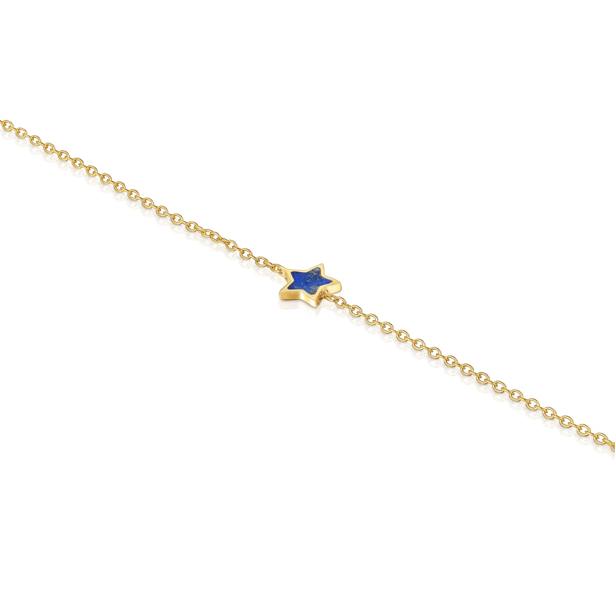 14kt gold Chain bracelet with lapis lazuli XXS