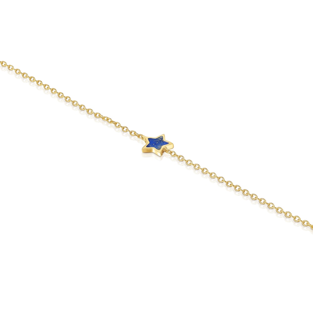 14kt gold Chain bracelet with lapis lazuli XXS