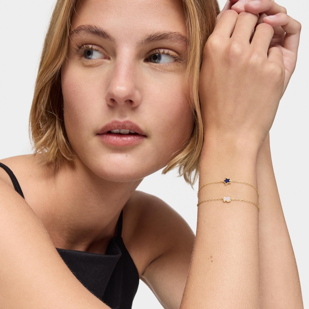 Bransoletka łańcuszkowa XXS z 14-karatowego złota z lapis lazuli