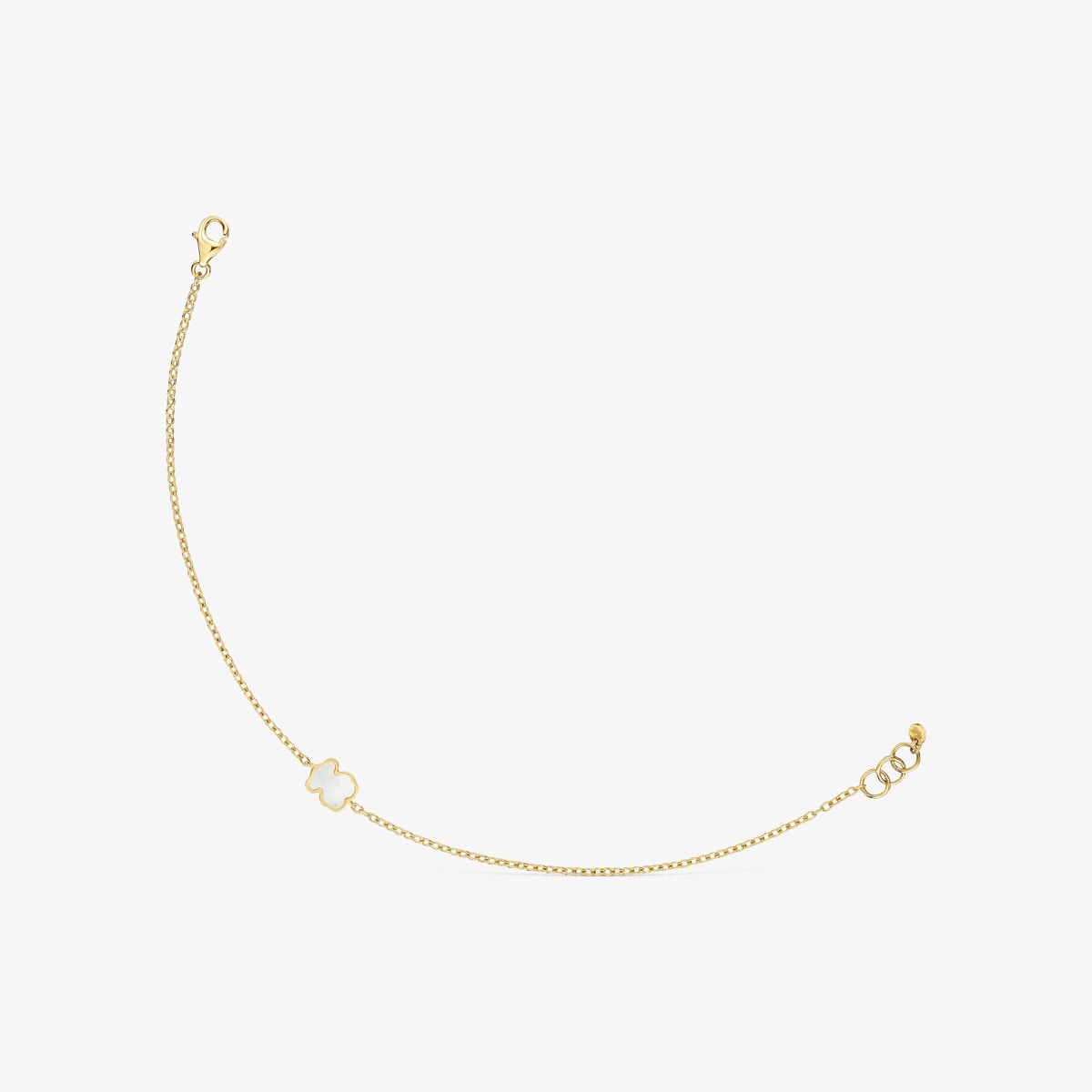 Tous - Pulsera Cadena De Oro 14 Kt Y Nácar Xxs - Blanco