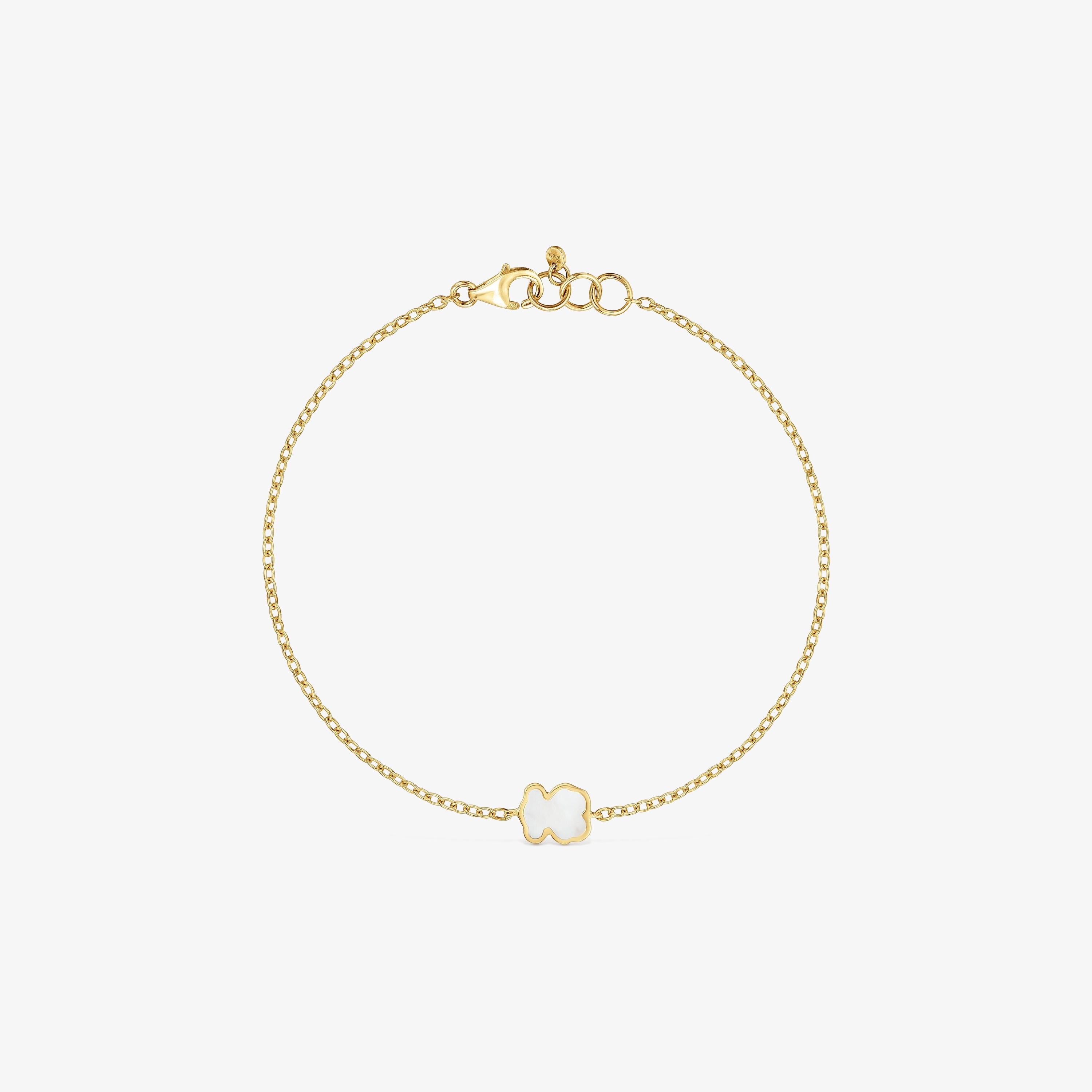 14K solid gold Chain bracelet with mother-of-pearl XXS