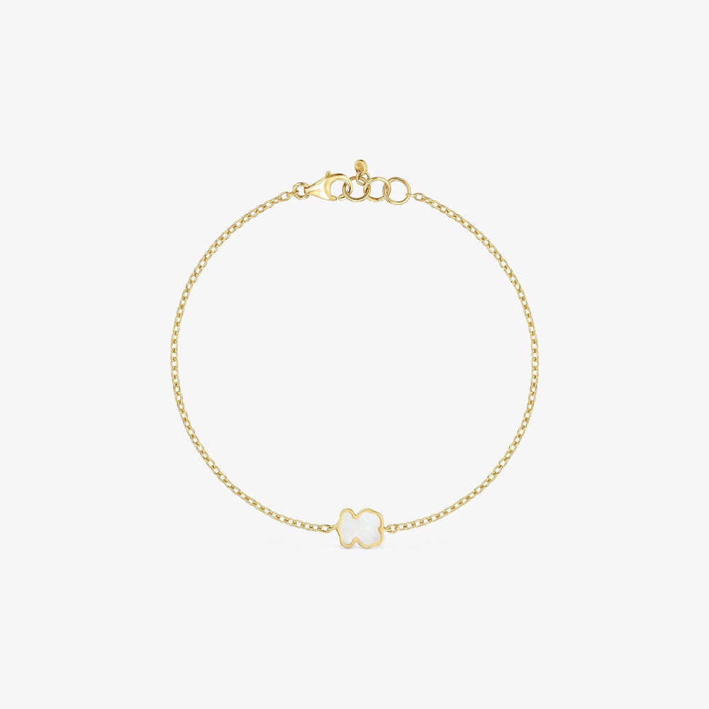 Pulsera cadena de oro 14 kt y n&aacute;car XXS