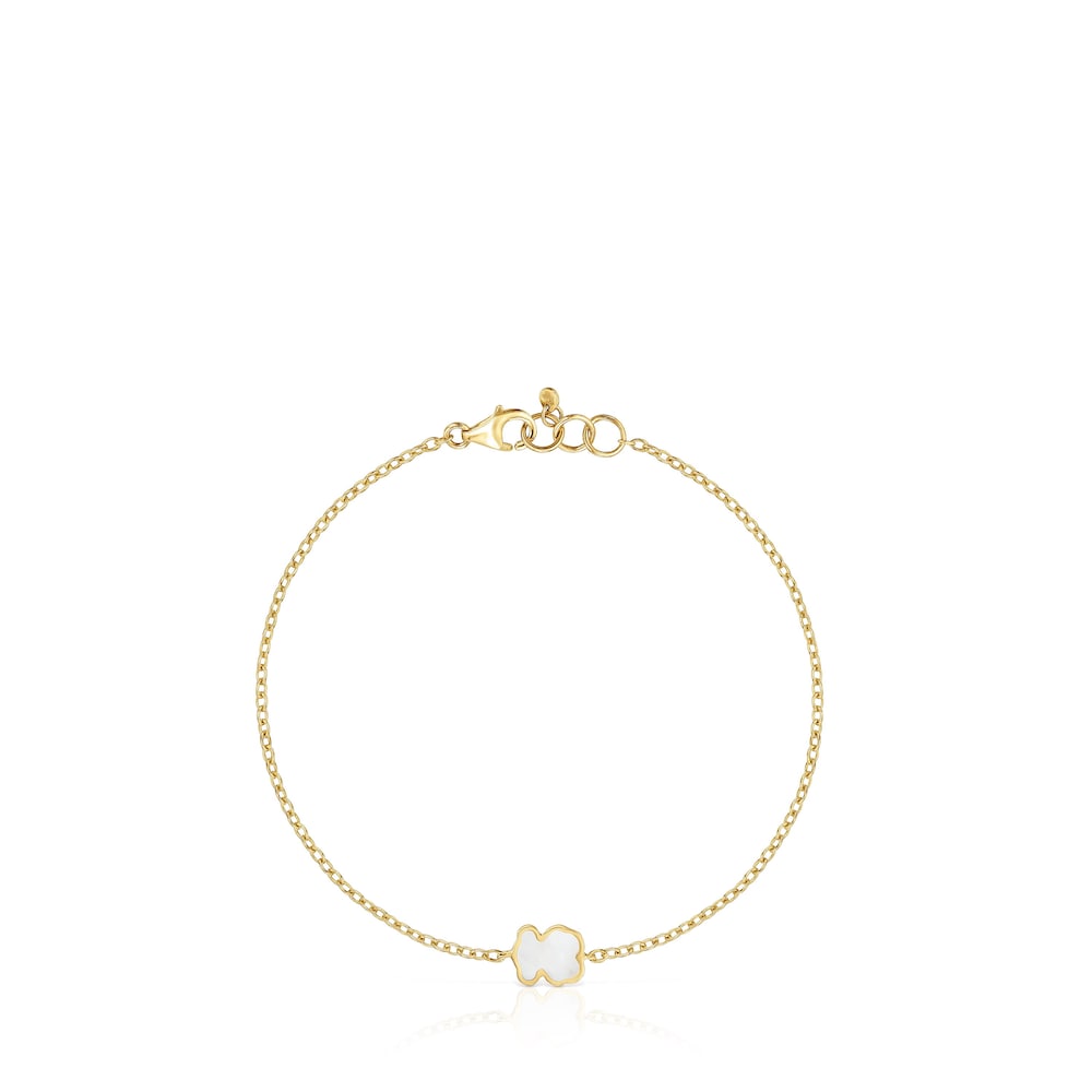 14kt gold Chain bracelet with mother-of-pearl XXS