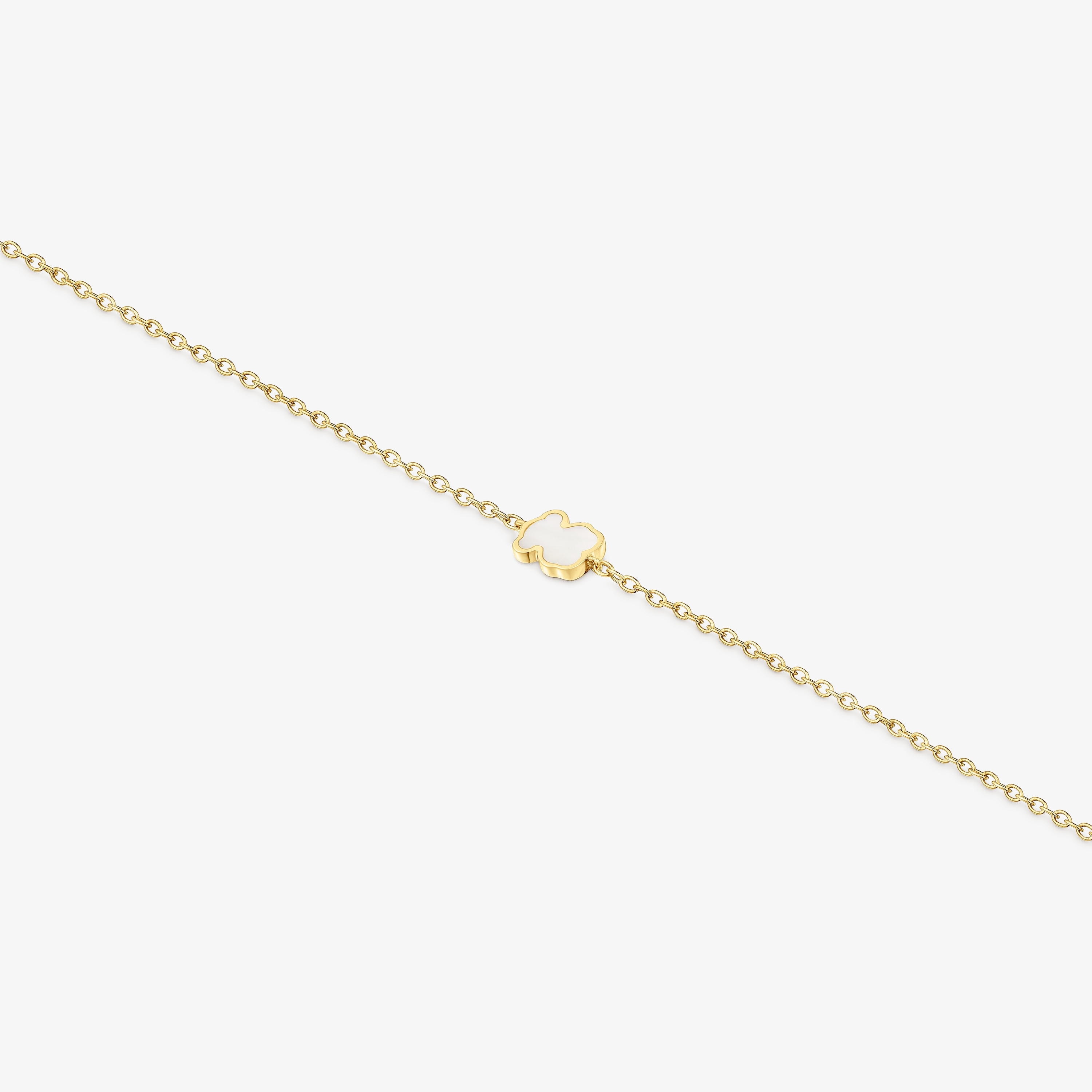 14K solid gold Chain bracelet with mother-of-pearl XXS