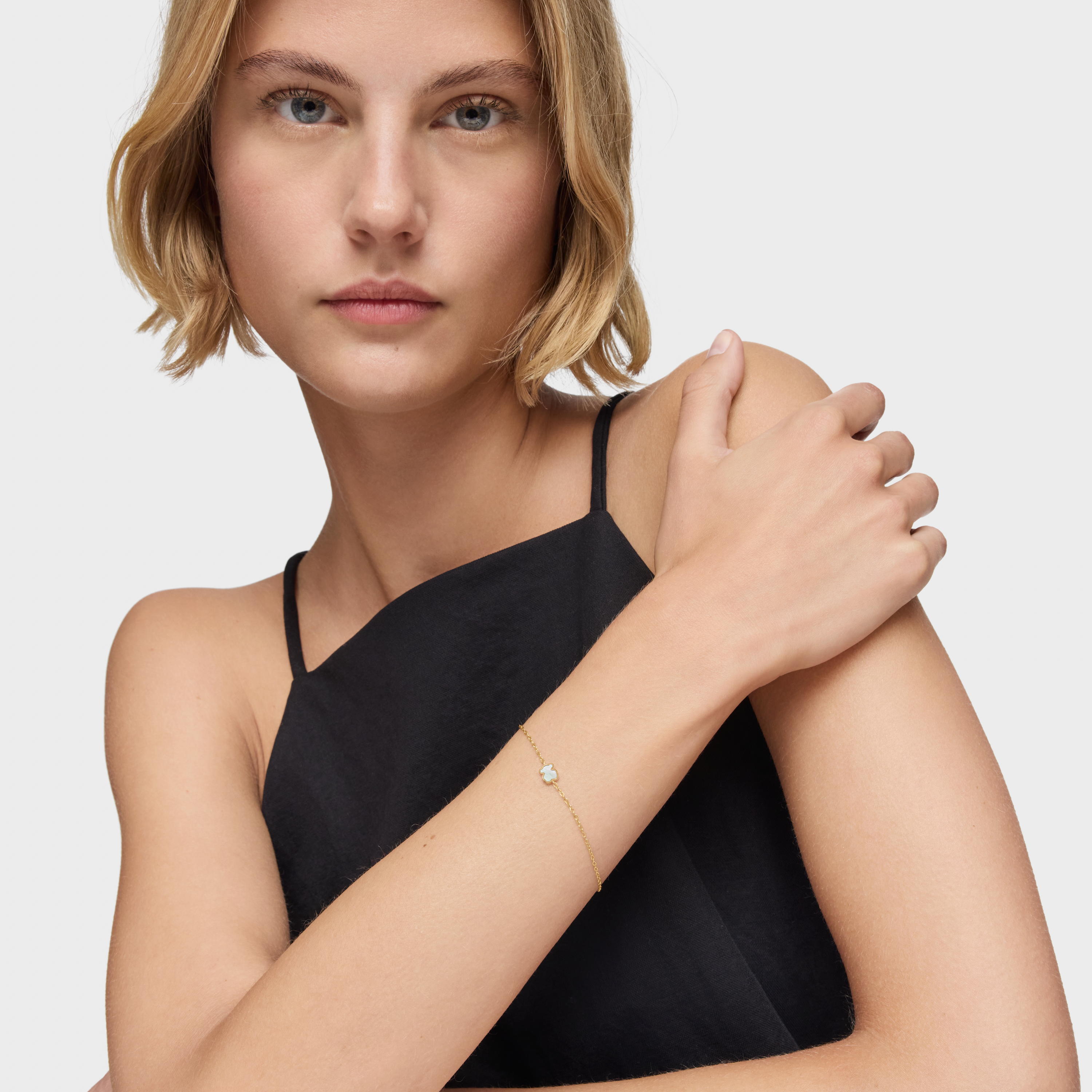 14kt gold Chain bracelet with mother-of-pearl XXS