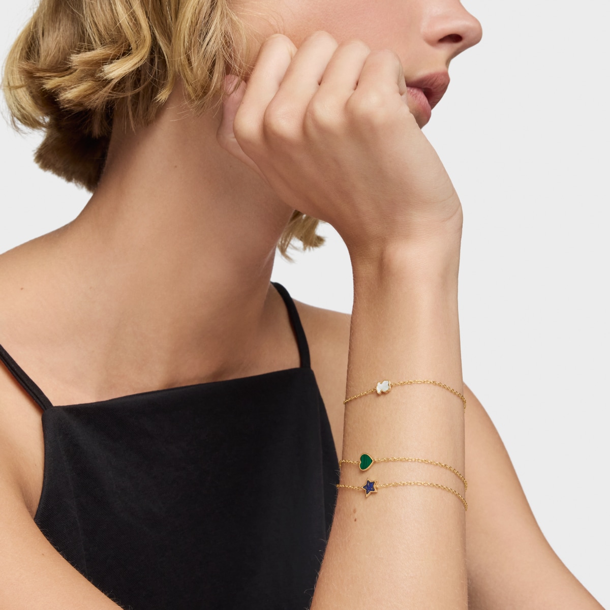 14kt gold Chain bracelet with mother-of-pearl XXS