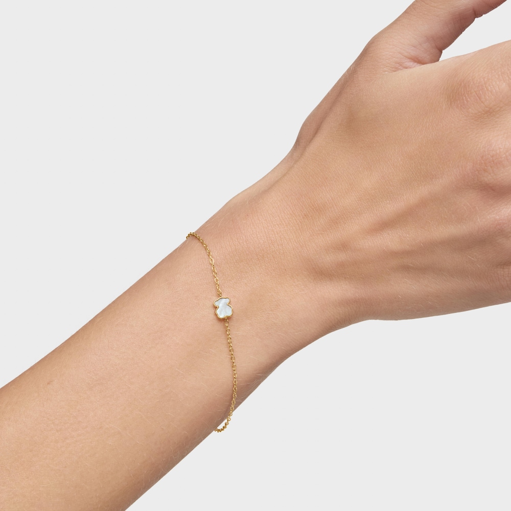 Pulsera cadena de oro 14 kt y n&aacute;car XXS