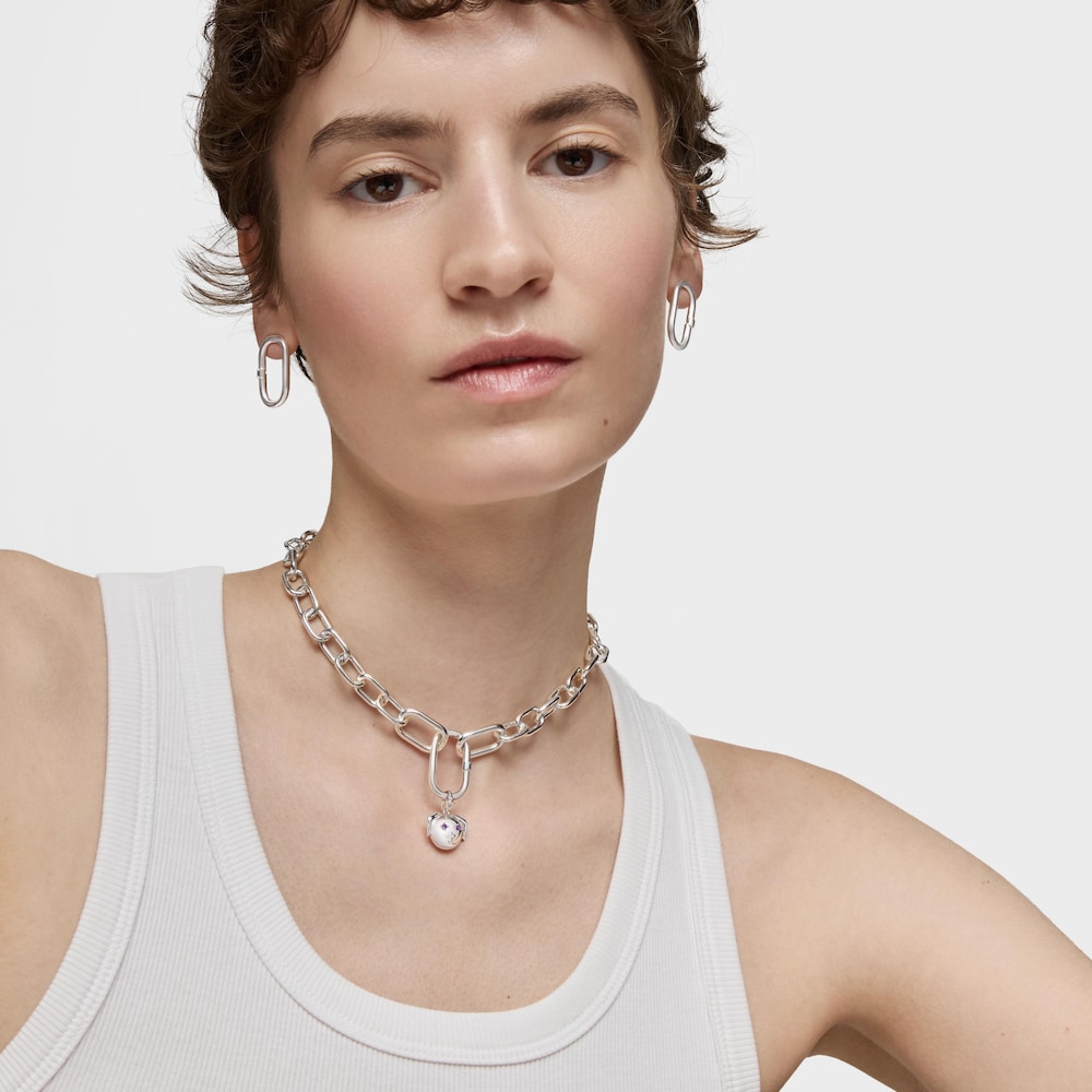 Silver dog Pendant with amethyst Medallions