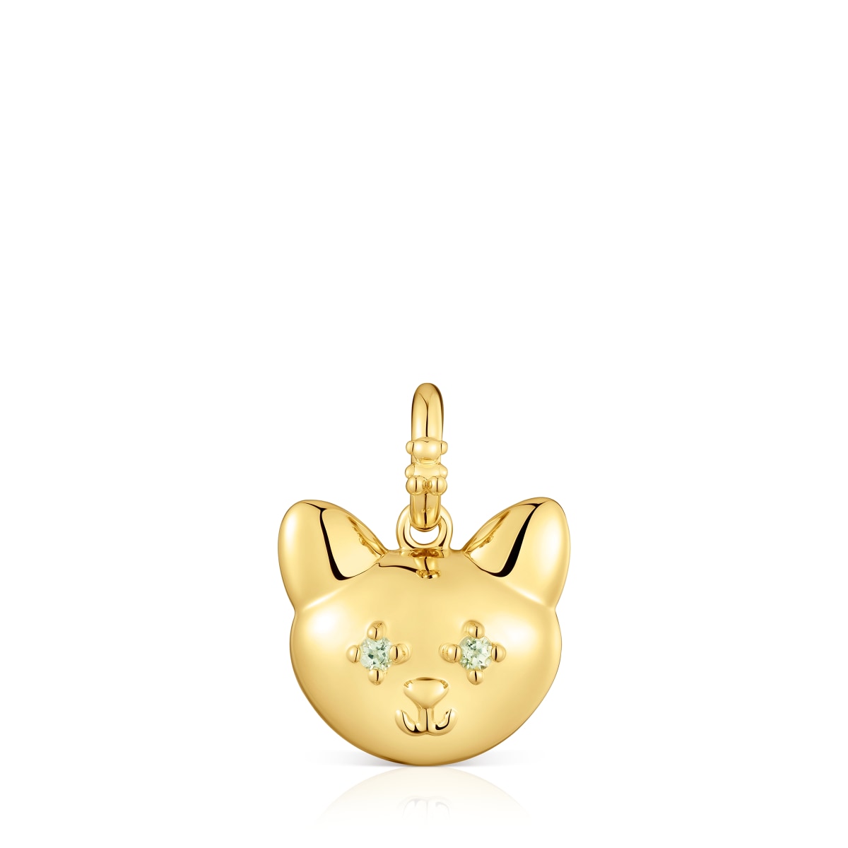 Tous - Colgante Gato Con Baño De Oro De 18 Kt Sobre Plata Y Peridoto Medallions - Verde