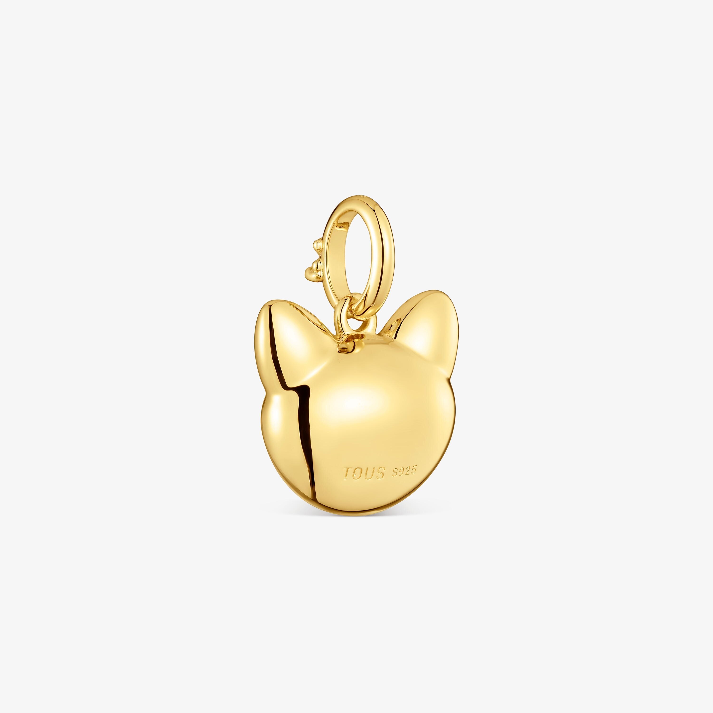 Cat Pendant with 18K gold vermeil and peridot Medallions