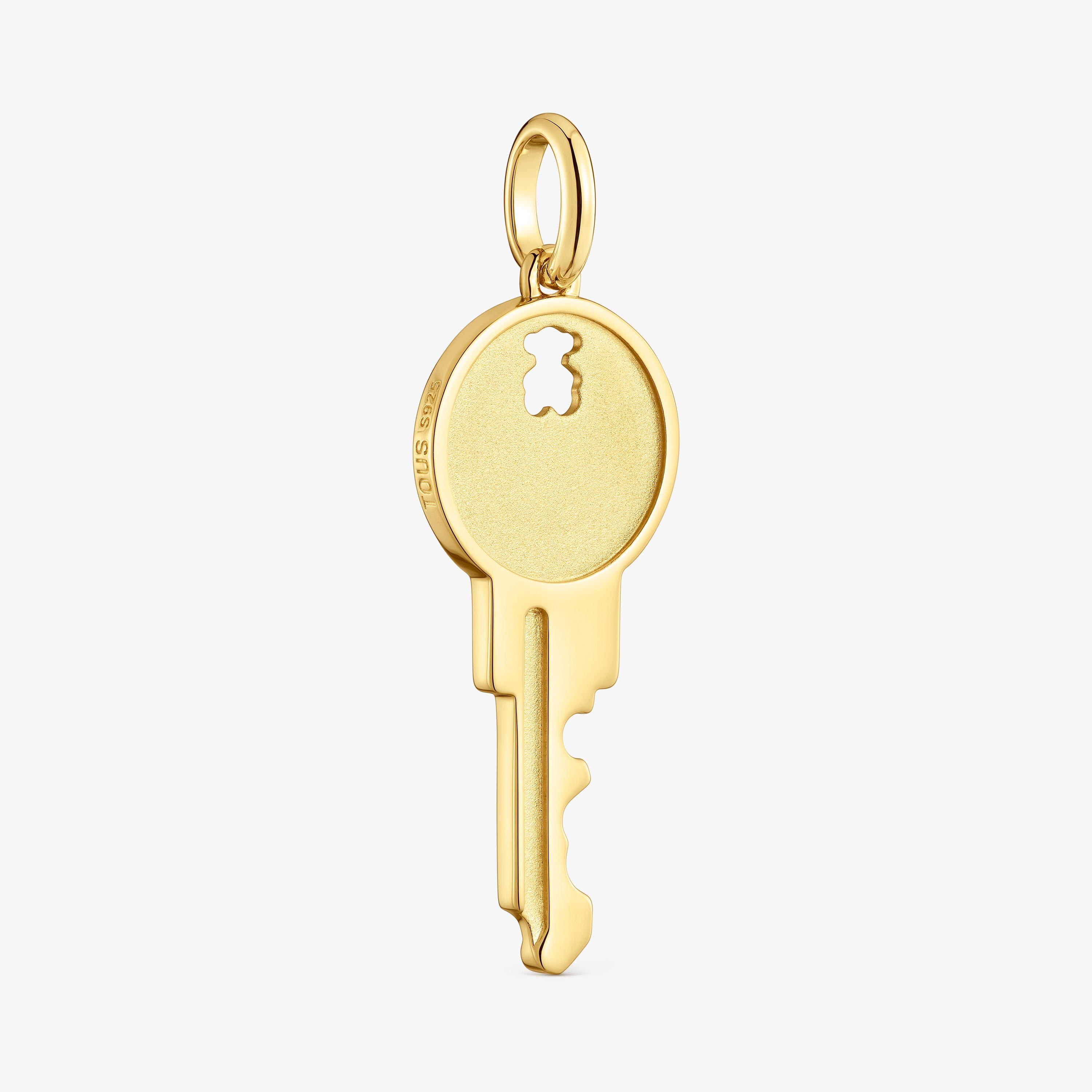Key Pendant with 18K gold vermeil Medallions