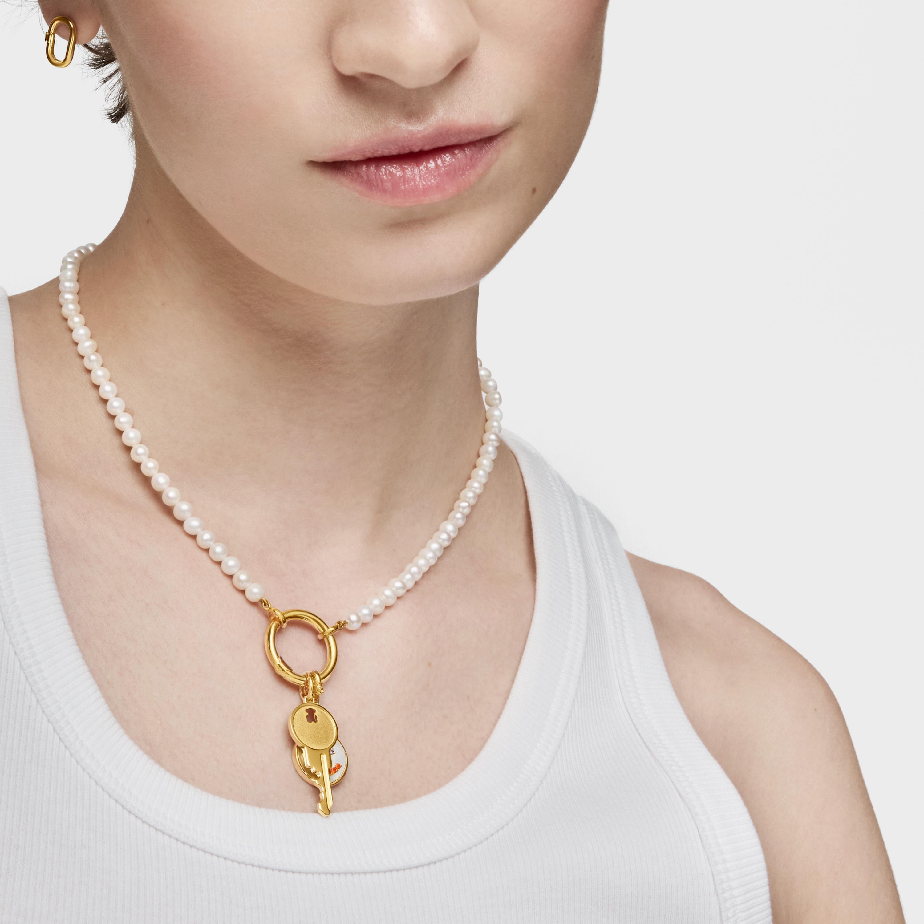 Key Pendant with 18K gold vermeil Medallions
