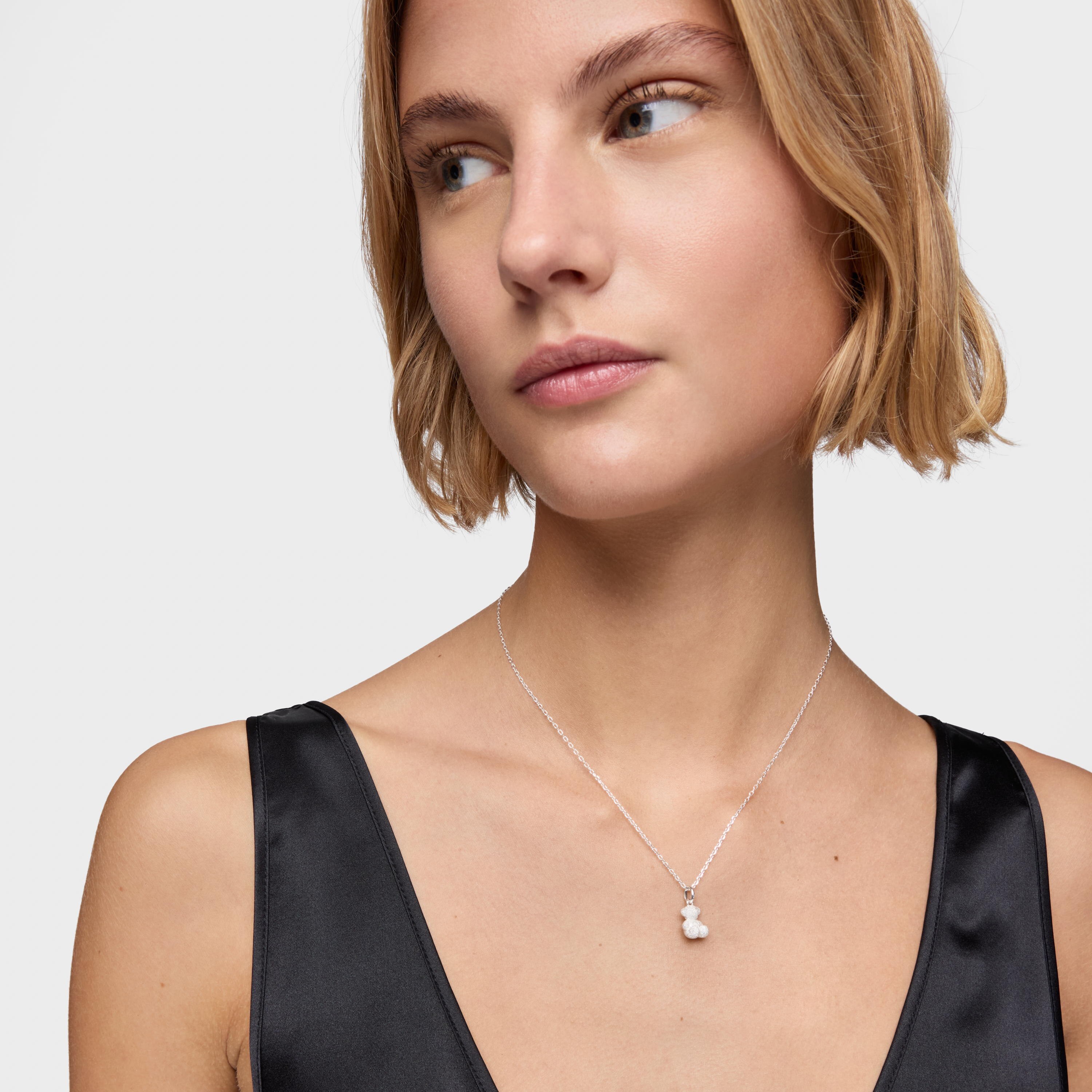 Diamond silver Bear pendant Bold Bear