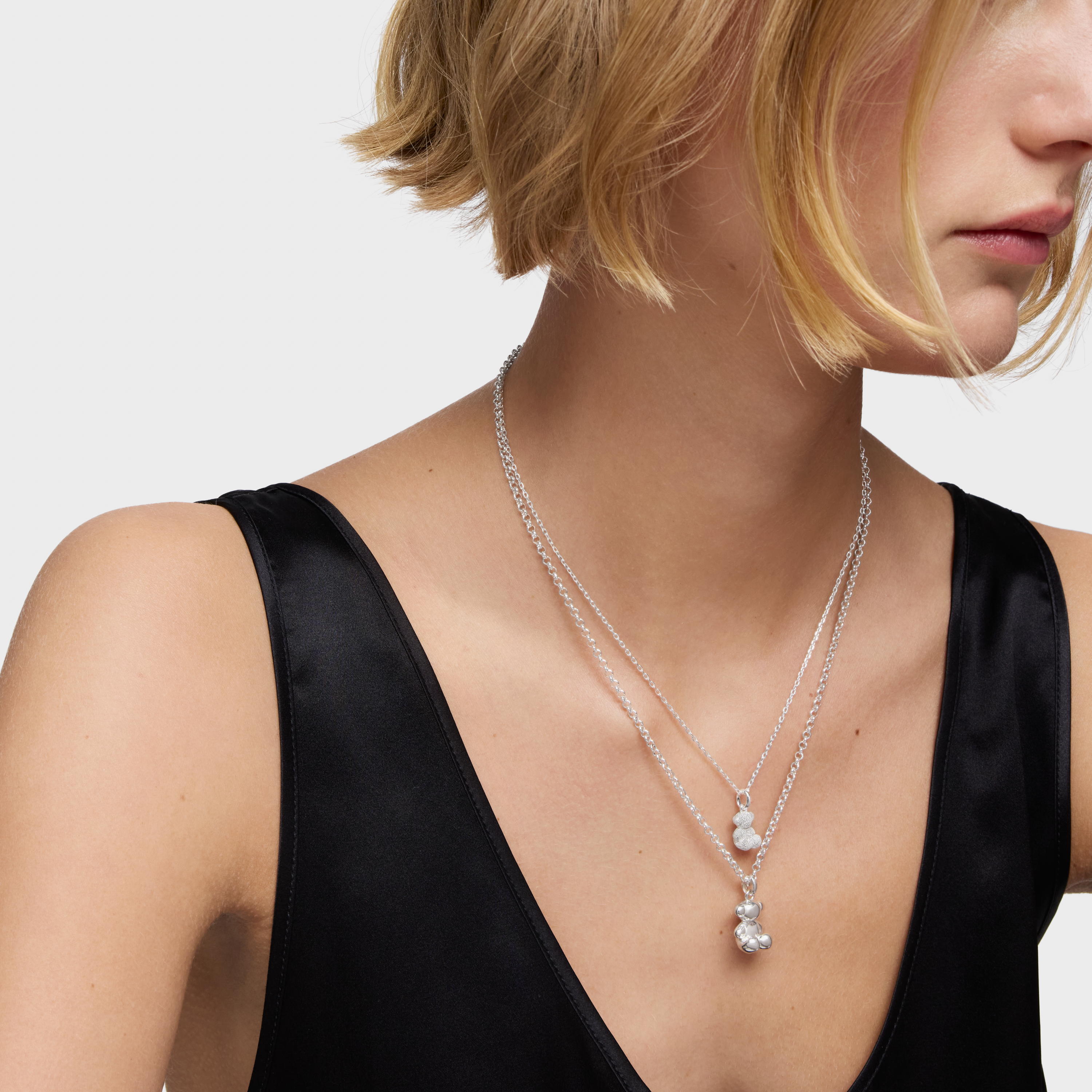 Diamond silver Bear pendant Bold Bear