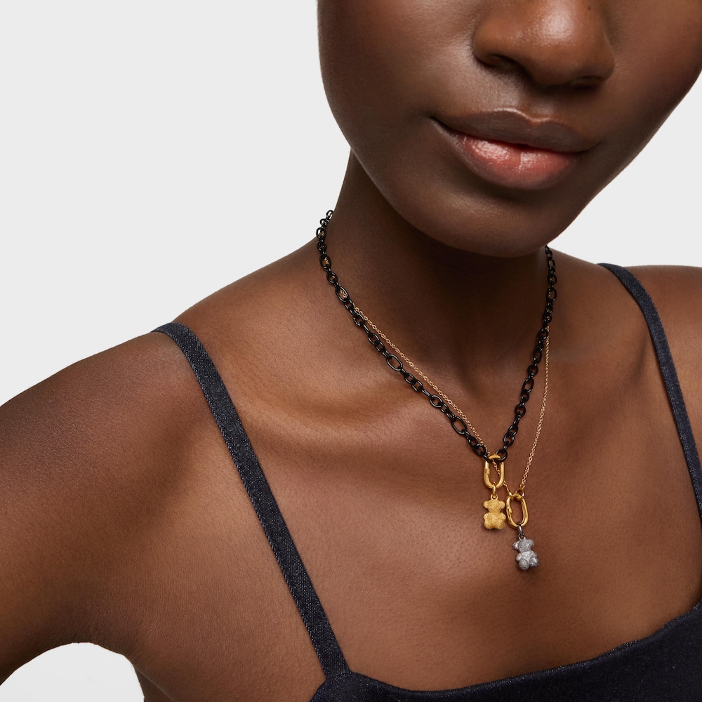 Bear pendant with 18kt gold plating over diamond silver Bold Bear image number 4