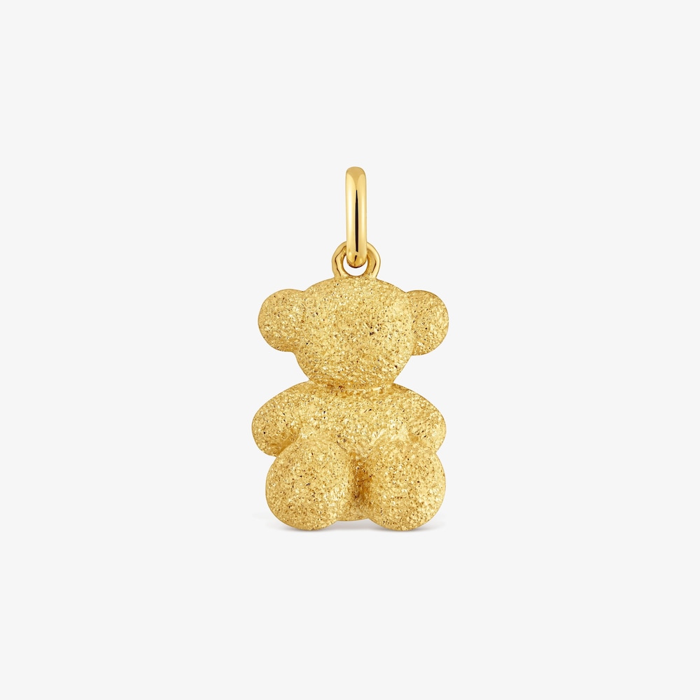 Colgante oso mediano con ba&ntilde;o de oro 18&nbsp;kt sobre plata diamantada Bold Bear