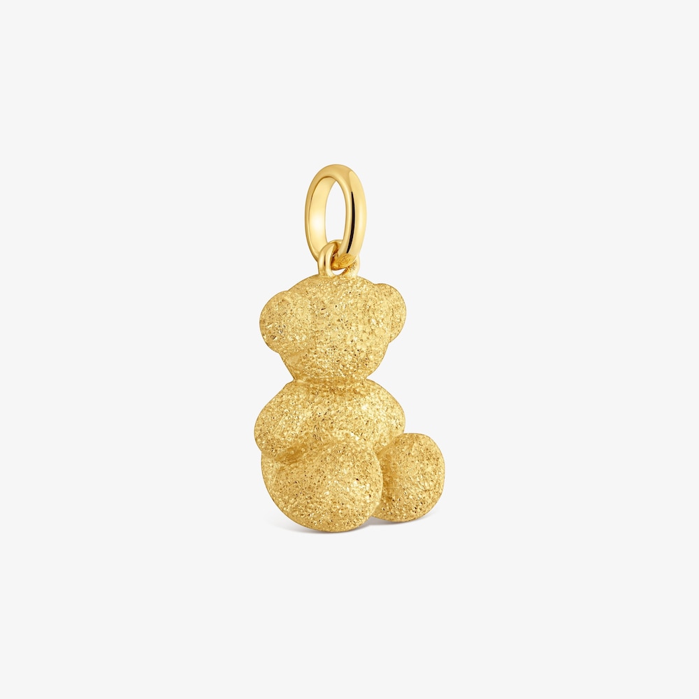 Colgante oso mediano con ba&ntilde;o de oro 18&nbsp;kt sobre plata diamantada Bold Bear