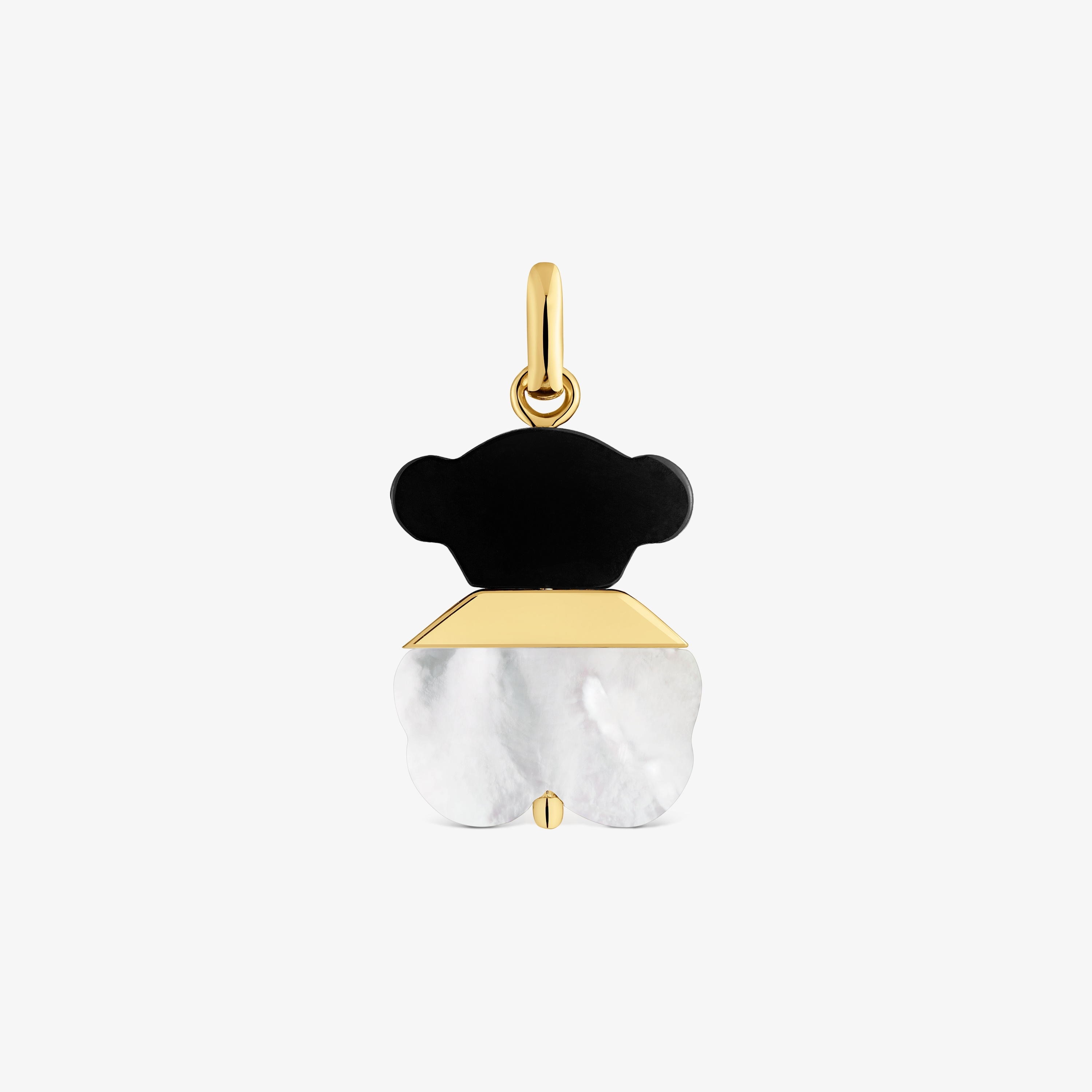 16 mm Pendant with 18K gold vermeil, mother-of-pearl and onyx