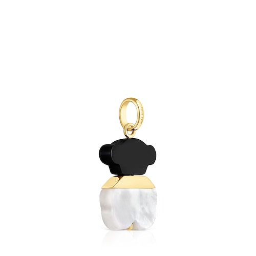 16 mm Pendant with 18kt gold plating over silver, mother-of-pearl and onyx Sweet Dolls