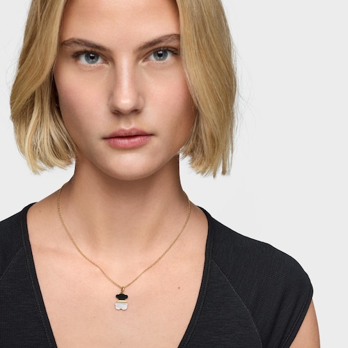 16 mm Pendant with 18kt gold plating over silver, mother-of-pearl and onyx Sweet Dolls