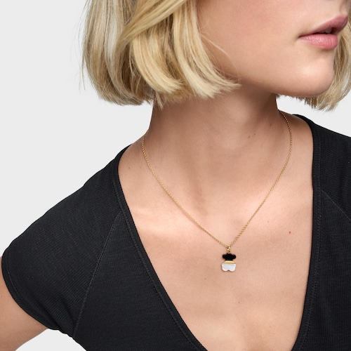 16 mm Pendant with 18kt gold plating over silver, mother-of-pearl and onyx Sweet Dolls