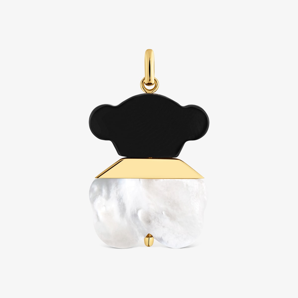 Tous - Colgante Con Baño De Oro 18 Kt Sobre Plata, Nácar Y Ónix 25 Mm Sweet Dolls - Blanco