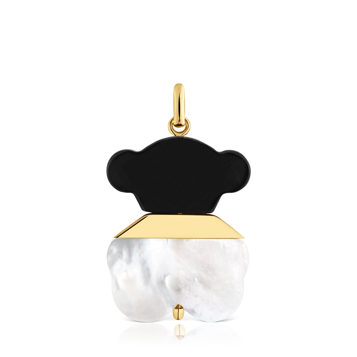 Tous - Colgante Con Baño De Oro 18 Kt Sobre Plata, Nácar Y Ónix 25 Mm Sweet Dolls - Blanco