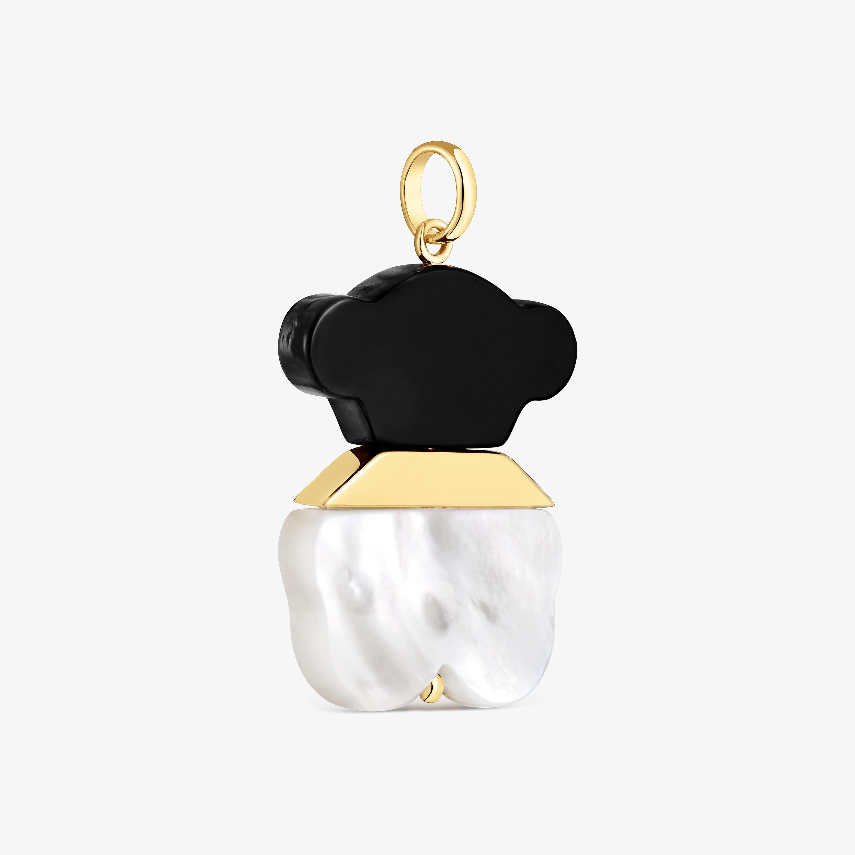 25 mm Pendant with 18K gold vermeil, mother-of-pearl and onyx