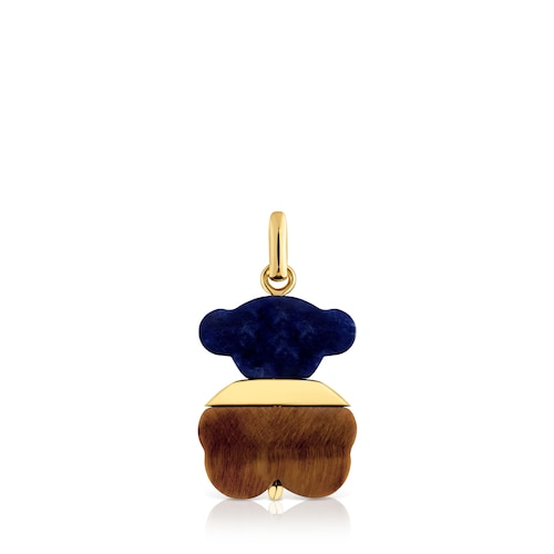 Wisiorek ze srebra powlekanego 18-karatowym złotem, z sodalitem i tygrysim okiem Sweet Dolls