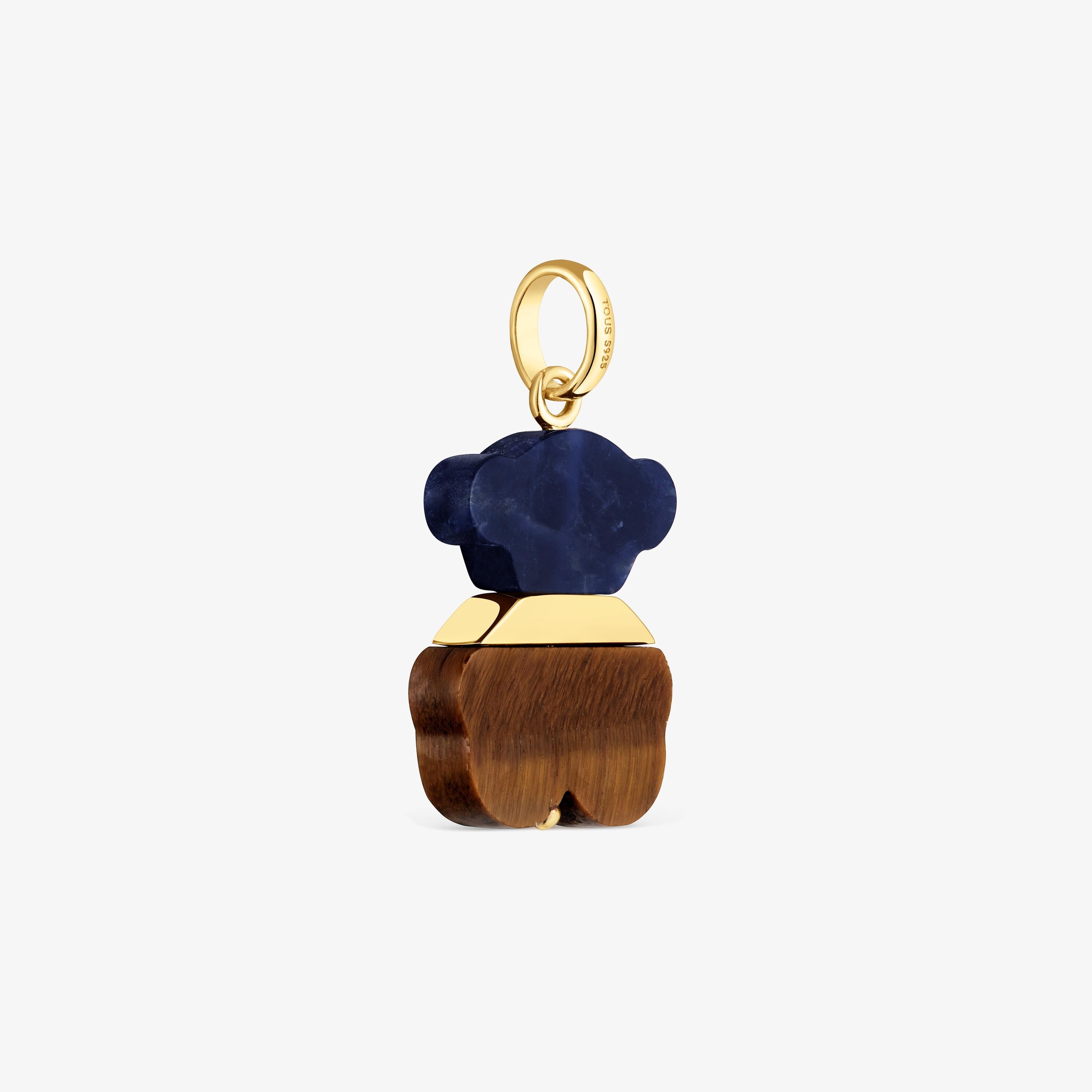 Pendant with 18K gold vermeil, sodalite and tiger’s eye Sweet Dolls