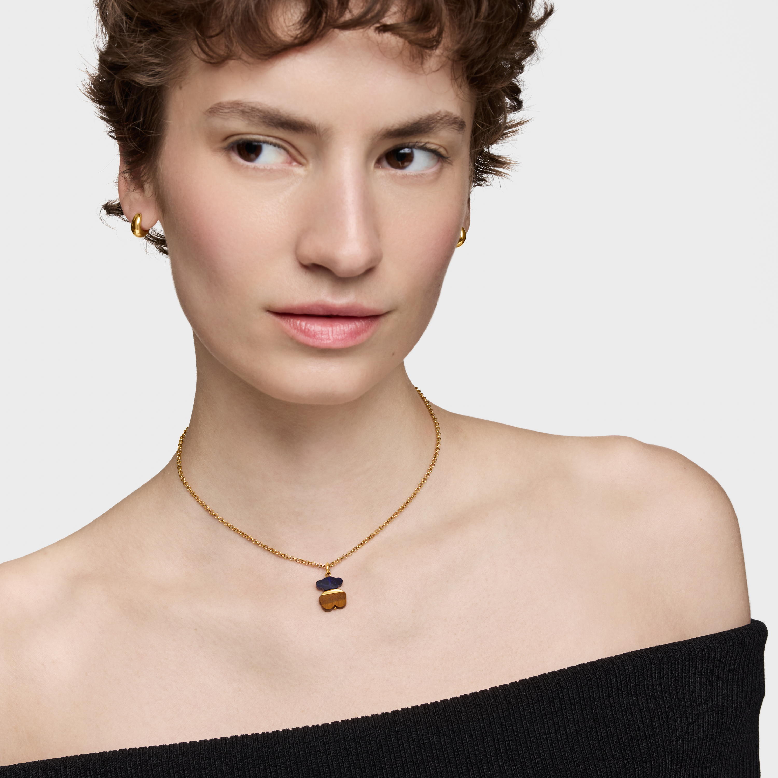 Pendant with 18K gold vermeil, sodalite and tiger's eye Sweet