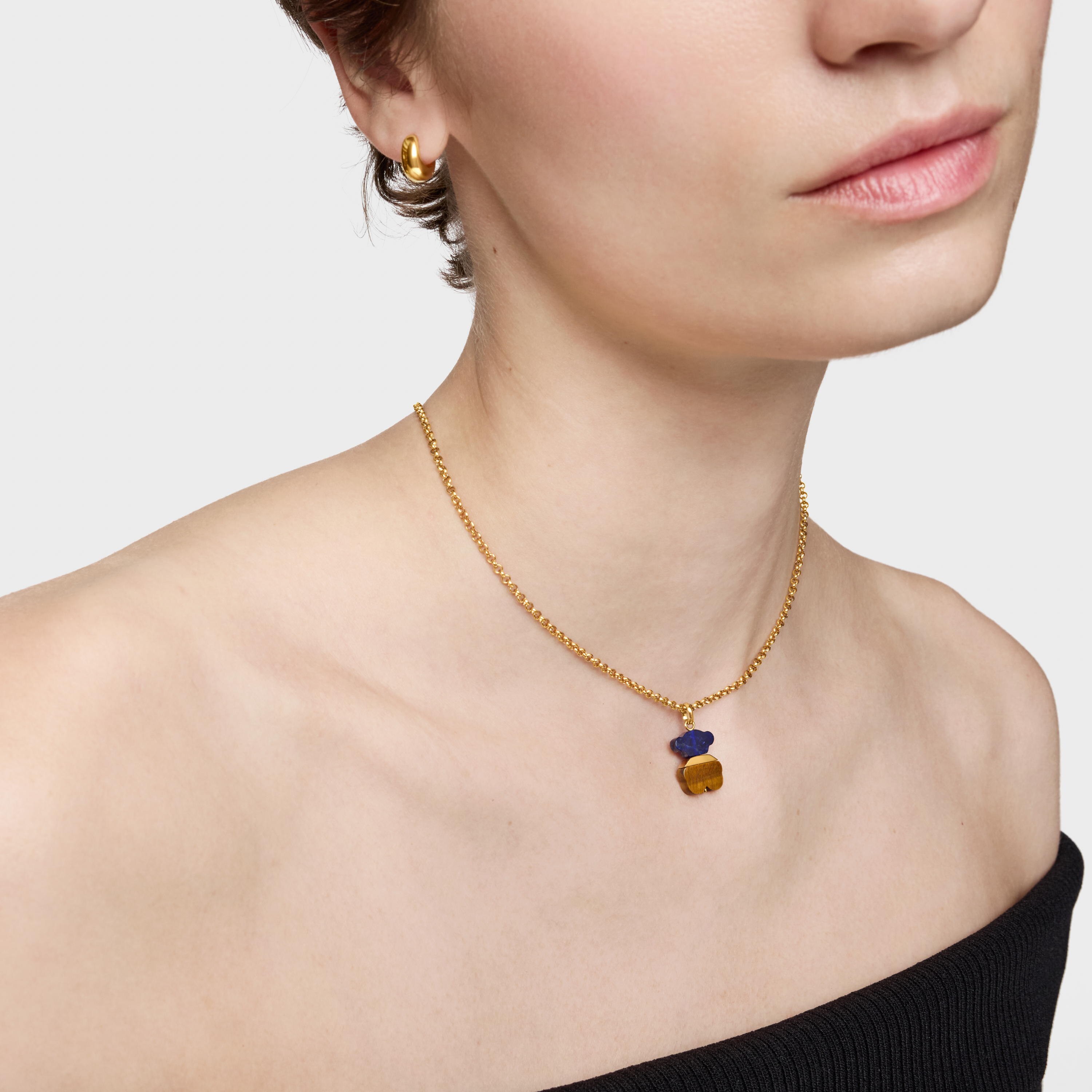 Pendant with 18K gold vermeil, sodalite and tiger’s eye Sweet Dolls