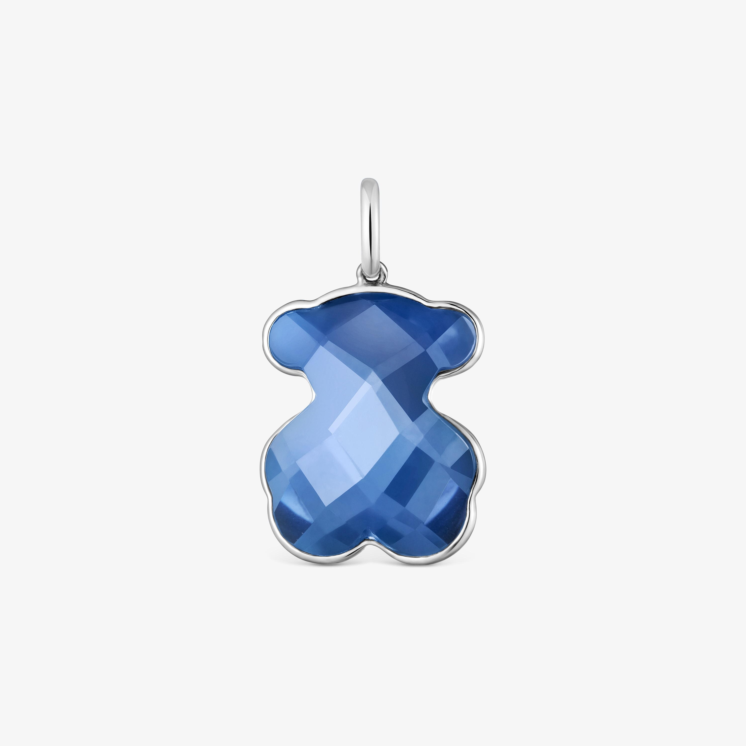 14K white gold and lab-grown sapphire bear Pendant Icon Color LGG