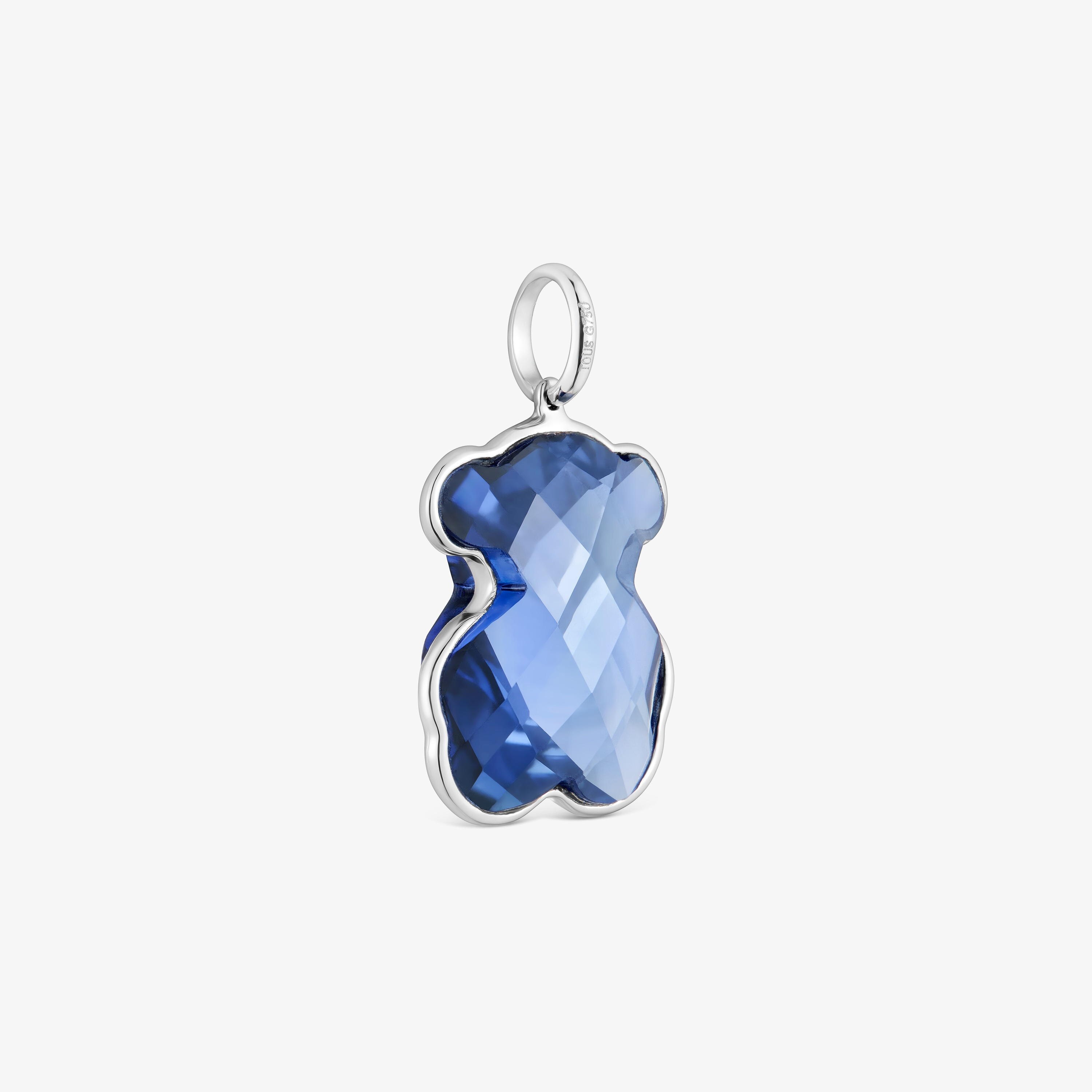 14K white gold and lab-grown sapphire bear Pendant Icon Color LGG