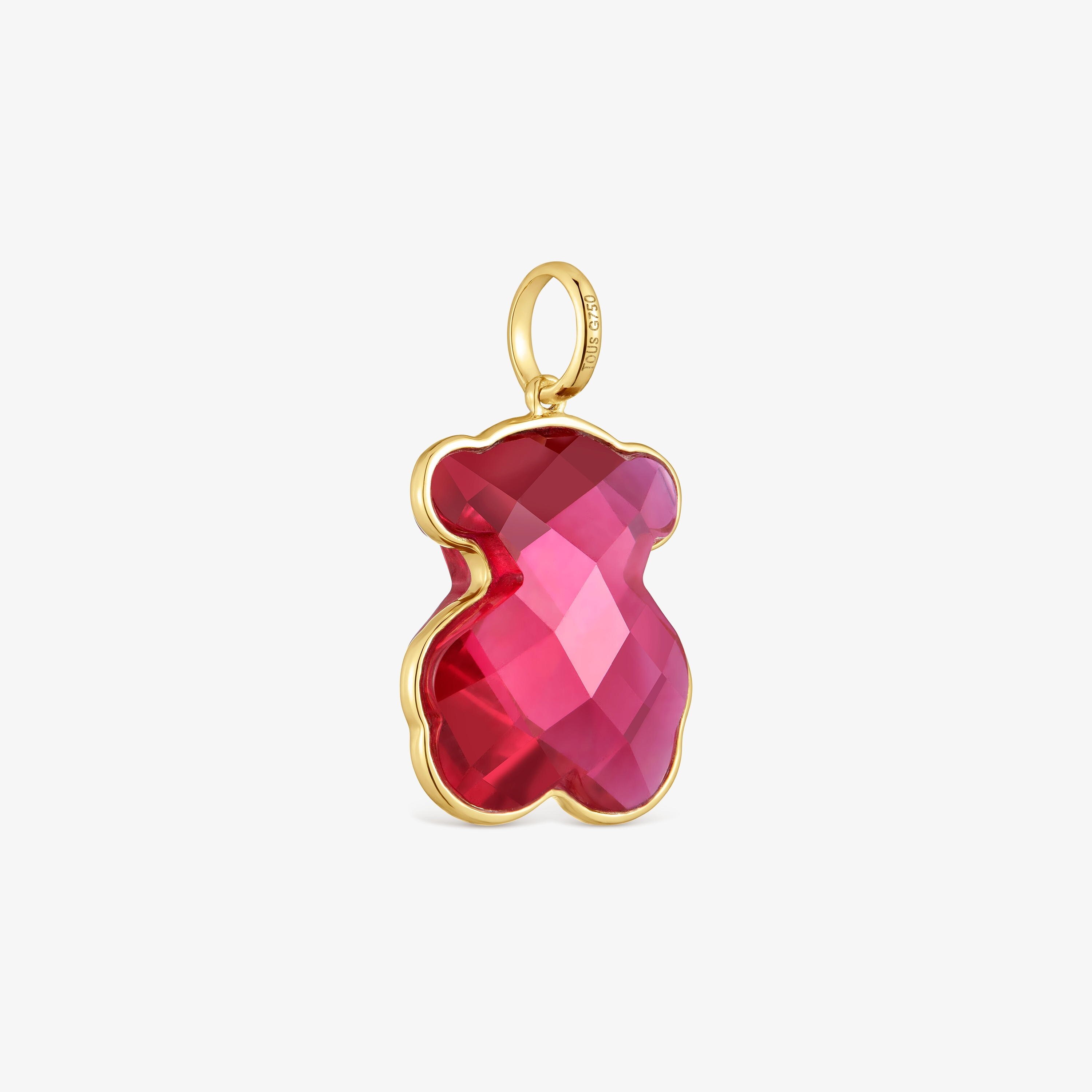 14K solid gold and lab-grown ruby bear Pendant Icon Color LGG