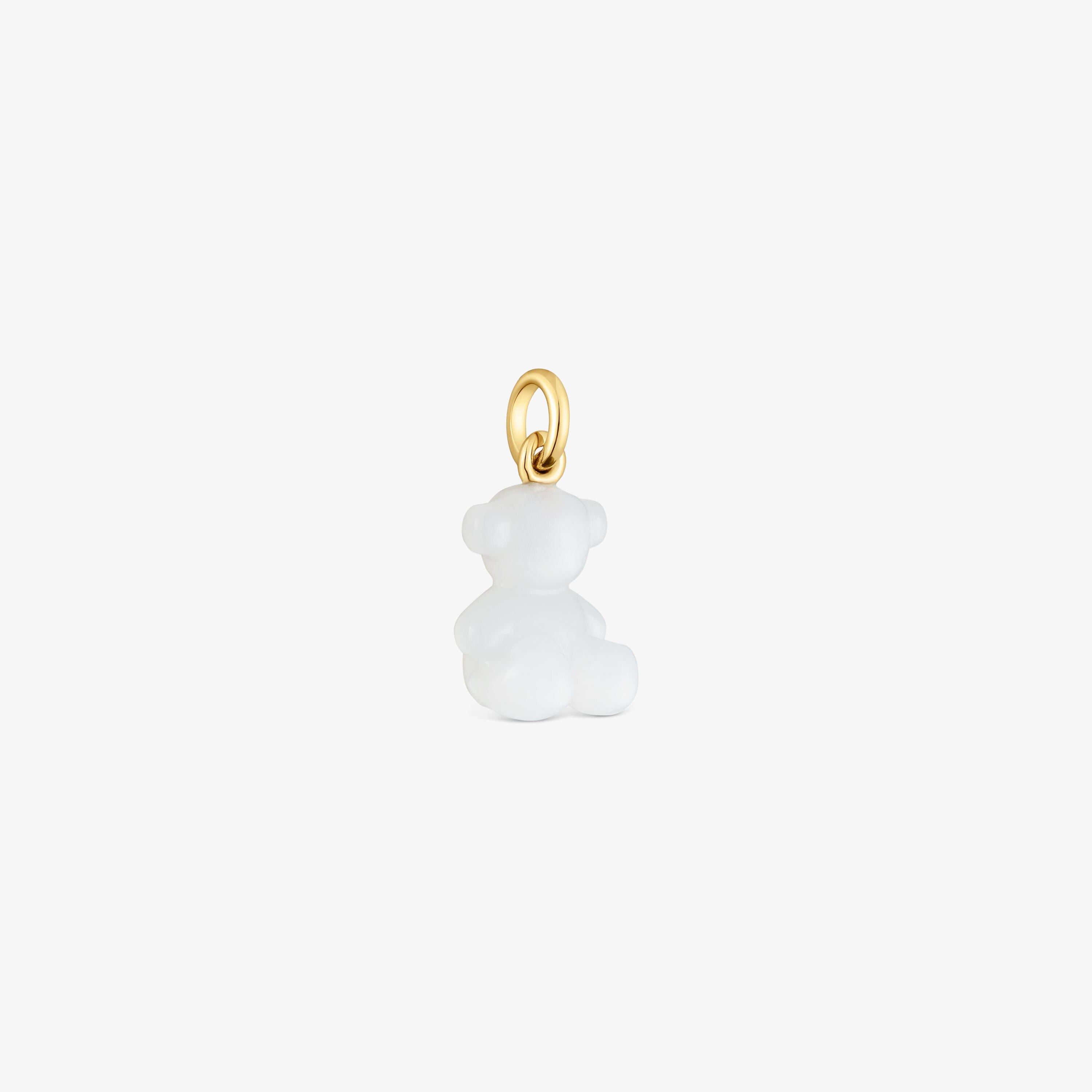Small bear pendant with rock crystal quartz and 14K solid gold Bold Bear