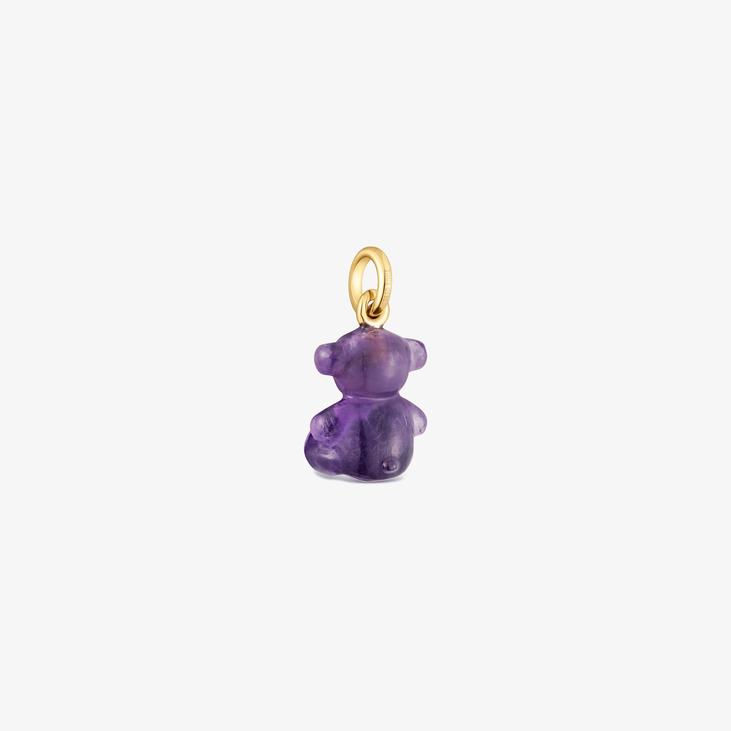 Small bear pendant with amethyst and 14K solid gold Bold Bear