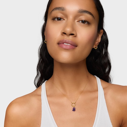 Colgante oso pequeño con amatista y oro 14 kt Bold Bear