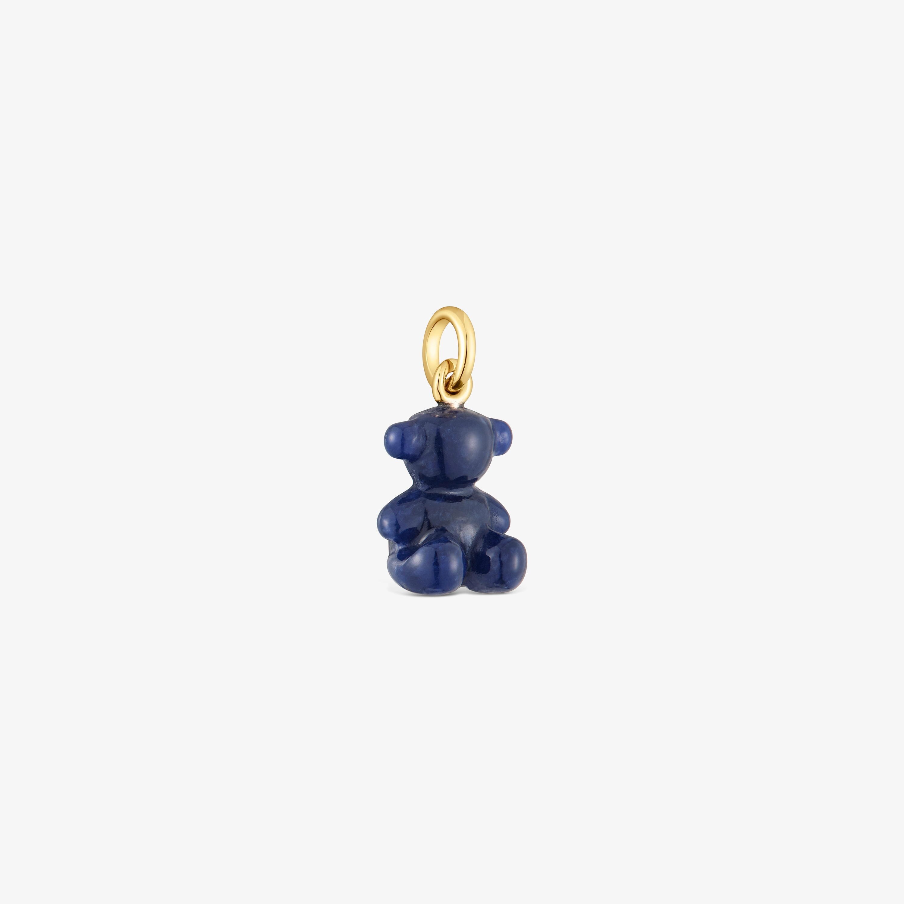 Small bear pendant with sodalite and 14K solid gold Bold Bear